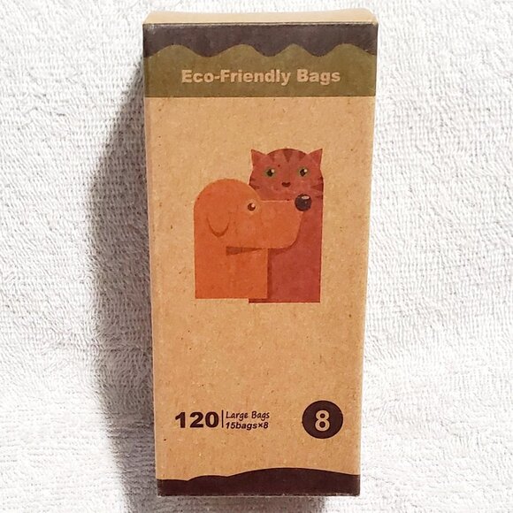 LOT of 4~ 100% ECO-FRIENDLY Poop Bags- 8 Rolls of 15 Bags = 120 Count Per Box - Picture 5 of 9